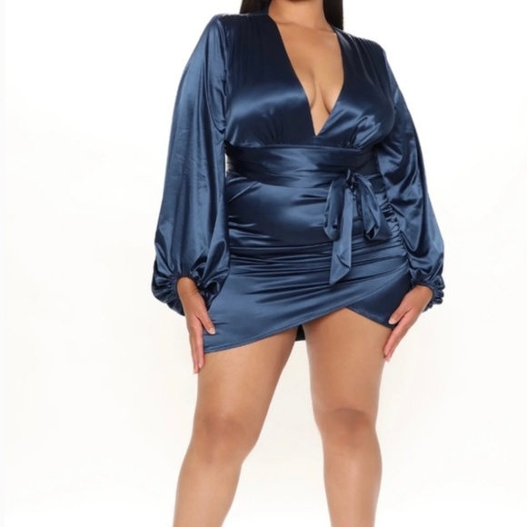 Fashion Nova Dresses & Skirts - Fashion Nova Navy Blue Satin Mini Dress